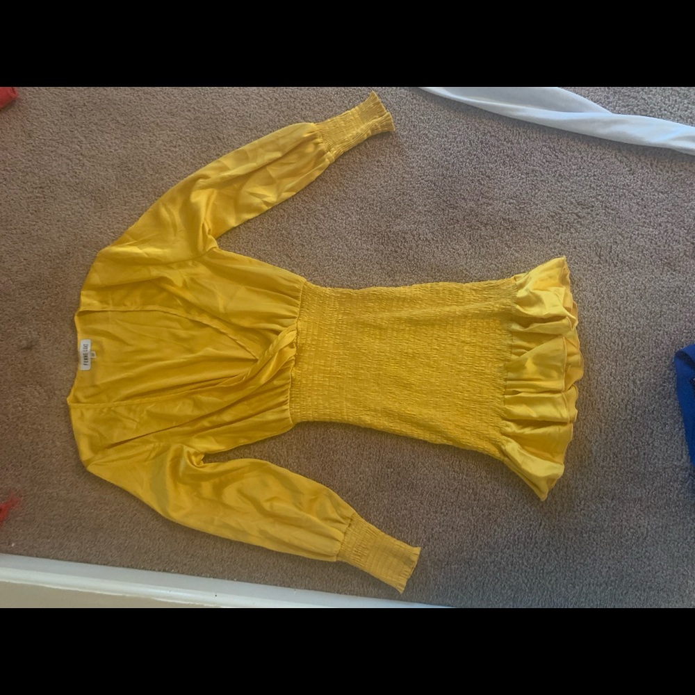 Yellow silky dress